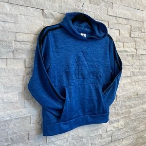 Kids Heather Blue and Black Embossed Adidas Pullover Hoodie